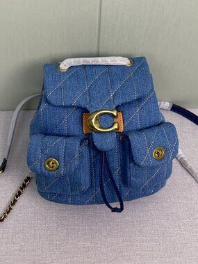 Coach Tabby Denim Quilted Backpack
